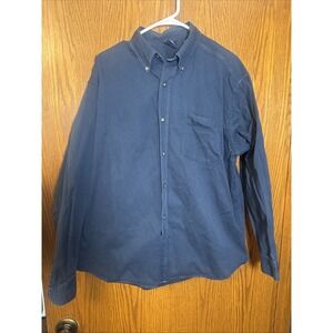 Vintage 90s Dockers Levi's Heavy Cotton‎ Dark Blue Button Down Size Large